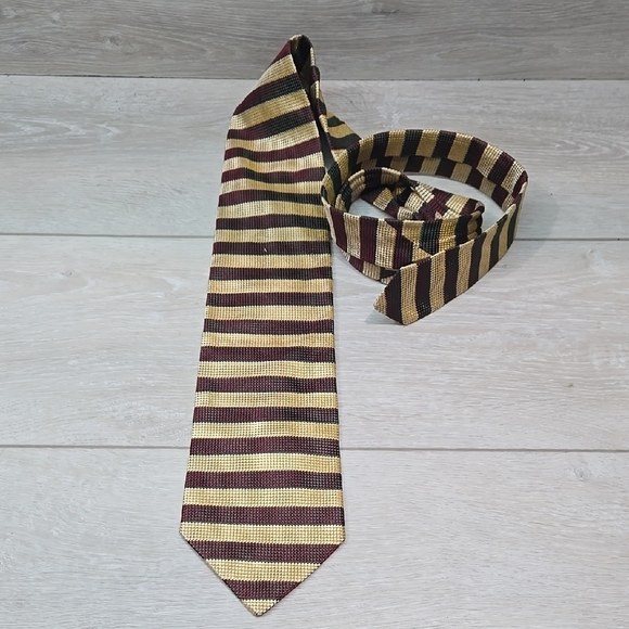 Rubinacci Striped Gold Multicolor Men's Tie Made In Italy - Picture 1 of 3